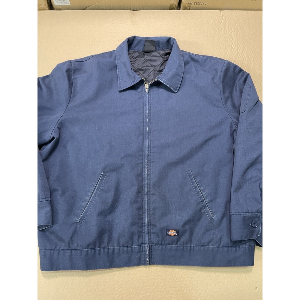 Dickies Navy Insulated Work Jacket 3XLT Men's Mid-Length Zip Button Winter